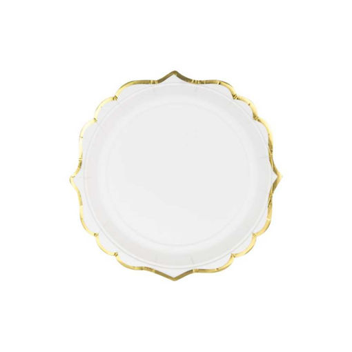 Picture of PAPER PLATES WHITE GOLD EDGES 18.5CM - 6 PACK